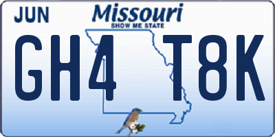 MO license plate GH4T8K
