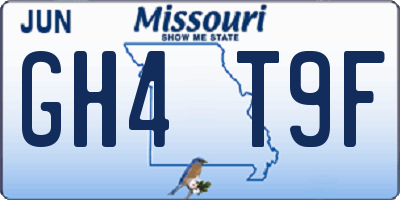 MO license plate GH4T9F