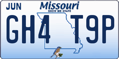 MO license plate GH4T9P