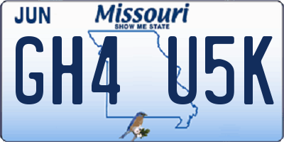 MO license plate GH4U5K