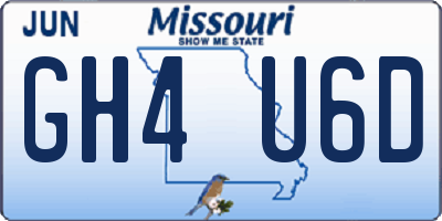 MO license plate GH4U6D