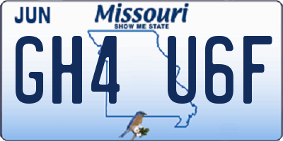 MO license plate GH4U6F