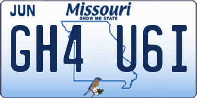 MO license plate GH4U6I