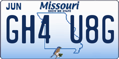 MO license plate GH4U8G
