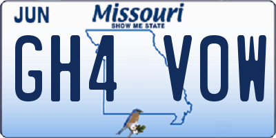 MO license plate GH4V0W