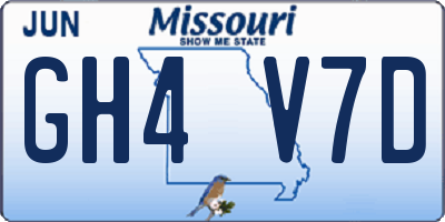 MO license plate GH4V7D
