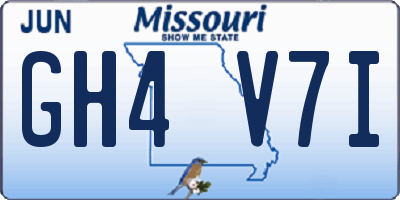 MO license plate GH4V7I