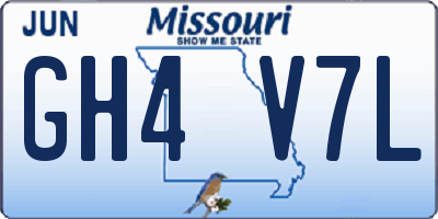 MO license plate GH4V7L