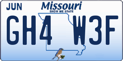 MO license plate GH4W3F