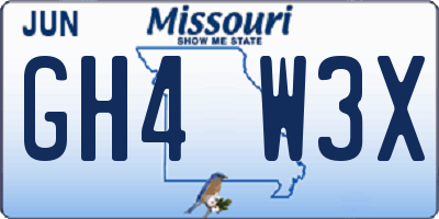 MO license plate GH4W3X