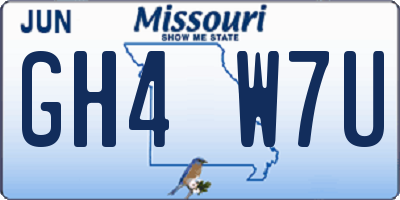 MO license plate GH4W7U
