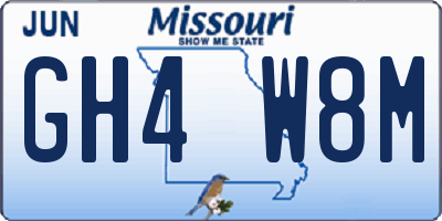 MO license plate GH4W8M