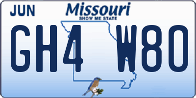 MO license plate GH4W8O