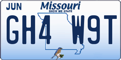 MO license plate GH4W9T