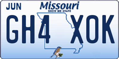 MO license plate GH4X0K