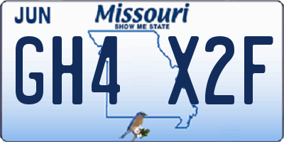 MO license plate GH4X2F