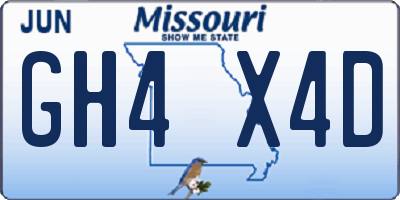 MO license plate GH4X4D