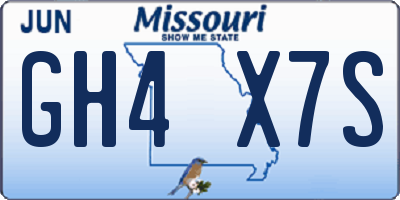MO license plate GH4X7S