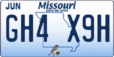 MO license plate GH4X9H