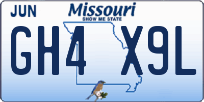 MO license plate GH4X9L