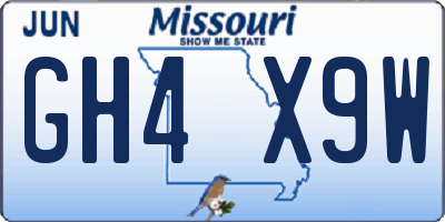 MO license plate GH4X9W