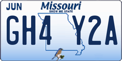 MO license plate GH4Y2A