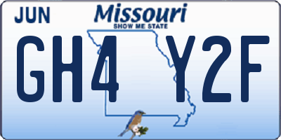 MO license plate GH4Y2F