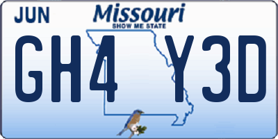 MO license plate GH4Y3D