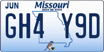MO license plate GH4Y9D