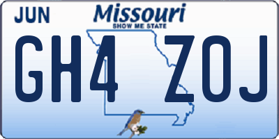 MO license plate GH4Z0J
