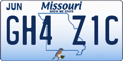 MO license plate GH4Z1C
