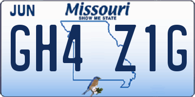 MO license plate GH4Z1G