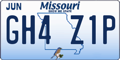 MO license plate GH4Z1P