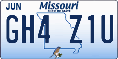 MO license plate GH4Z1U