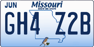 MO license plate GH4Z2B