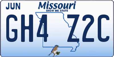MO license plate GH4Z2C