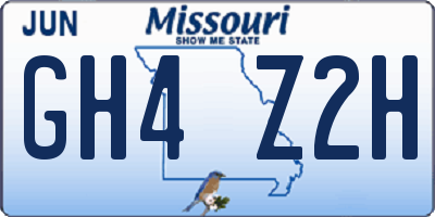 MO license plate GH4Z2H