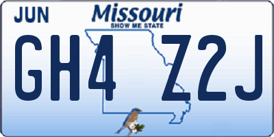 MO license plate GH4Z2J