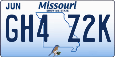 MO license plate GH4Z2K