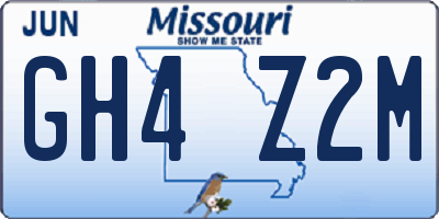 MO license plate GH4Z2M