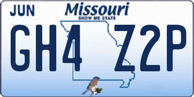 MO license plate GH4Z2P