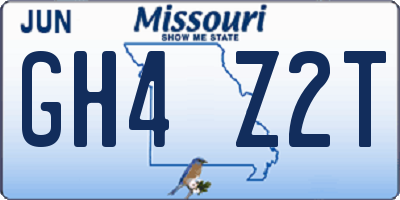 MO license plate GH4Z2T