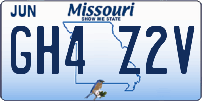 MO license plate GH4Z2V