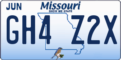 MO license plate GH4Z2X