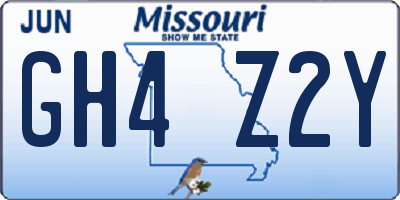 MO license plate GH4Z2Y