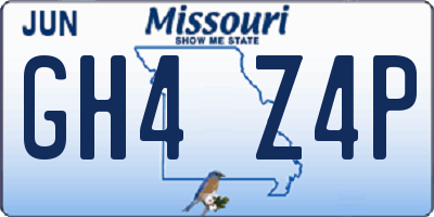 MO license plate GH4Z4P