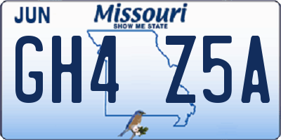 MO license plate GH4Z5A