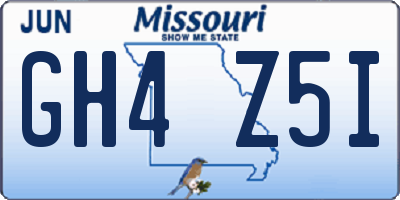 MO license plate GH4Z5I