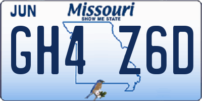 MO license plate GH4Z6D