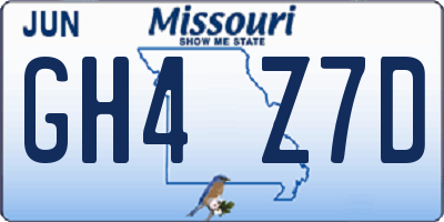 MO license plate GH4Z7D